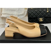 Chanel Heel 3.5cm Slingbacks in calfskin apricot G45768 2024