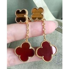 VanCleef&Arpels Two Bloom Earrings Gold/Red