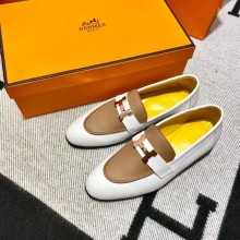 Hermes Leather royal Loafers white/yellow/tan