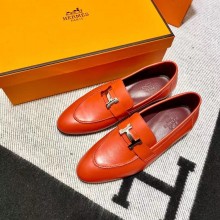 Hermes Leather royal Loafers red/burgundy