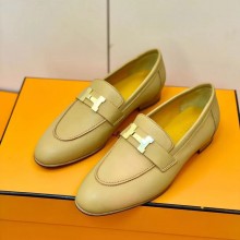 Hermes Leather royal Loafers apricot
