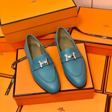 Hermes Leather royal Loafers denim blue