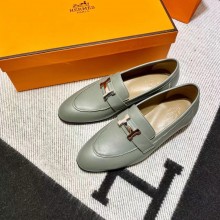 Hermes Leather royal Loafers gray