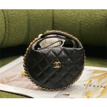 CHANEL black Lambskin & Gold-Tone Metal Pouch AP3095 2022