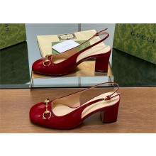 Gucci Women's Horsebit slingback IN Burgundy PATENT LEATHER 794324 2024