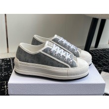 Dior Walk'n'Dior Platform Sneaker in Gray Calfskin Textured with Dior Oblique Motif and Embroidered Cotton 2024