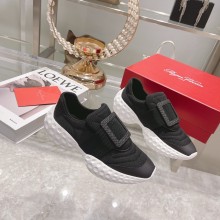 roger vivier Viv' Run Light Resin Buckle Sneakers in Fabrics black/white sole