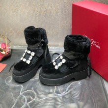roger vivier Viv' Rangers Strass Buckle Flatform Booties black