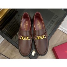 VALENTINO GARAVANI Calfskin Stud Sign Loafer burgundy 2023
