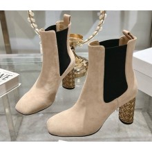 Dior Icon Heeled Ankle Boot beige Suede Goatskin heel 8cm  1115-2024