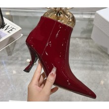 Dior Tribales patent leather ankle boots in burgundy heel 6.5cm 1115-2024