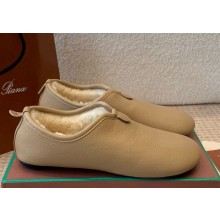 Loro Piana Floaty Flat in Frosted calf leather with shearling  02-2024