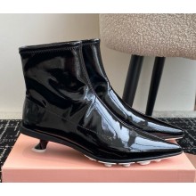 Miu Miu patent leather pointed-toe ankle boots in black heel 4cm 1116-2024