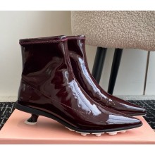 Miu Miu patent leather pointed-toe ankle boots in burgundy heel 4cm 1116-2024