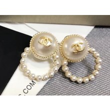 Chanel Pearl Earrings with Ring Gold/Pearly White 2018