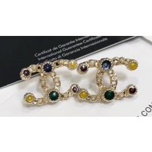 Chanel Multicolor Crystal CC Stud Earrings 2018