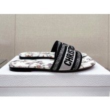 dior White Multicolor Embroidered Cotton with Dior Jardin Botanique Motif dway Slide 2023