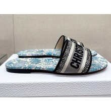 dior Gold-Tone Embroidered Cotton with Metallic Thread and Duck Blue Dior Brocart Motif dway Slide 2023