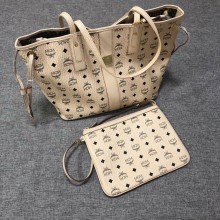 MCM Reversible Liz Shopper in Visetos off white