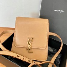 saint laurent kaia north/south satchel in vegetable-tanned leather beige