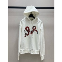 GUCCI WHITE Embroidered cotton jersey hooded sweatshirt 2025