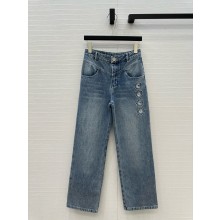 CHANEL BLUE Embroidered Denim jeans P78552 2025