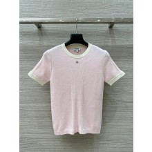 CHANEL PINK Light Pink & White COTTON T-SHIRT P78617 2025