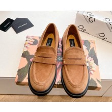 Dolce & Gabbana Calf suede leather loafers brown 1105-2024