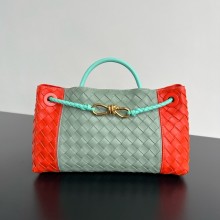 Bottega Veneta Intrecciato leather Small East/West Andiamo top handle Bag RED/GREEN2024