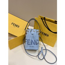 Fendi Light blue leather mini Mon Treso bag 2023