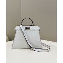 Fendi Peekaboo Iseeu Medium Bag in Grainy Calfskin Leather 80013L white 2022 