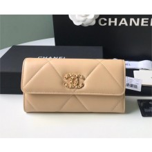 CHANEL 19 Flap SHEEPSKIN Wallet AP0955B APRICOT