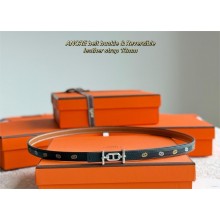 HERMES 13MM reversible ancre belt in calfskin black/silver 2025