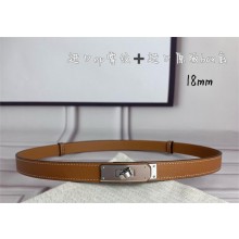 HERMES Kelly 18 belt  in Epsom calfskin brown/silver 2025