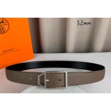 HERMES Jockey belt buckle & Reversible leather strap 38 mm etoupe/black/silver 2025