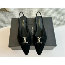 Saint Laurent BABYLONE slingback flats in satin crepe 2024