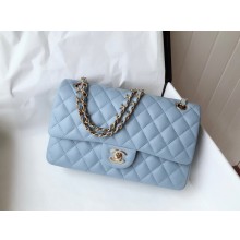 chanel 1112 medium classic flap bag in sheepskin sky blue with gold hardware