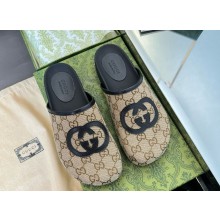 Gucci Women's/men's Maxi GG Slippers canvas 01 2024