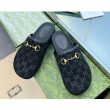 Gucci Women's/men's Horsebit mule suede leather black  2024