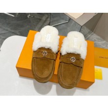 Louis Vuitton Soho Open Back mules suede leather brown 2024