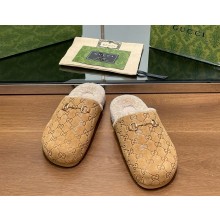 Gucci Women's/men's Horsebit mule Beige GG suede with shearling 2024