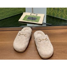 Gucci Women's/men's Horsebit mule white GG suede with shearling 2024