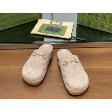 Gucci Women's/men's  Natural GG Horsebit Suede Mules white 2024