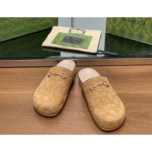 Gucci Women's/men's  Natural GG Horsebit Suede Mules beige 2024