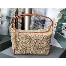 Loewe Cubi bag in Anagram jacquard and calfskin Tan/Pecan 2023