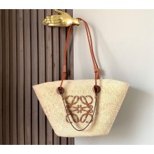 LOEWE  Medium Anagram Basket bag in iraca palm and calfskin Natural/TAN 2024