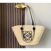 LOEWE  Medium Anagram Basket bag in iraca palm and calfskin Natural/Black 2024