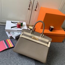 Hermes Birkin 30/35 Bag In Original togo Leather With Gold/Silver Hardware elephant gray