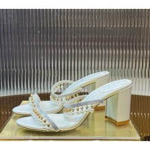 RENÉ CAOVILLA  Chandelier Oro Slider Sandal white heel 7.5cm 2025