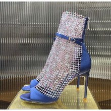 RENÉ CAOVILLA  Galaxia crystal-embellished satin and mesh pumps blue heel 9.5cm 2025 